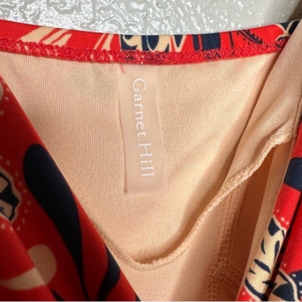 Garnet Hill Women's Ruched Crossover One-Piece Swimsuit
Red Tan Floral size 12 - Picture 13 of 13